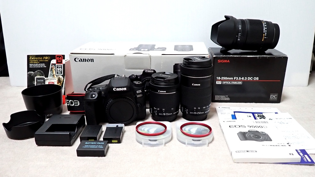 美品』＋【おまけ付き】Canon キャノン EOS 9000D 18-55mm & 55-250mm