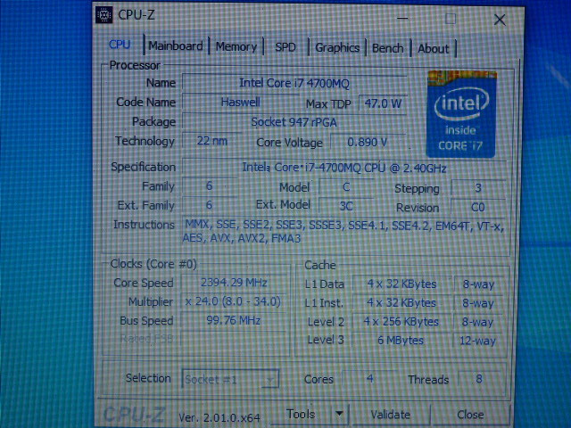 INTEL CPU Core i7 4700MQ 4コア8スレッド 2.40GHZ SR15H CPUのみ 起動確認済みです①_画像5