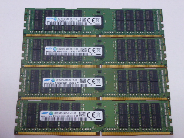 メモリ サーバーパソコン用 1.20V Samsung PC4-19200T(DDR4-2400T) ECC Registered 16GBx4枚合計 64GB M393A2G40DB1-CRC0Q 起動確認済です②
