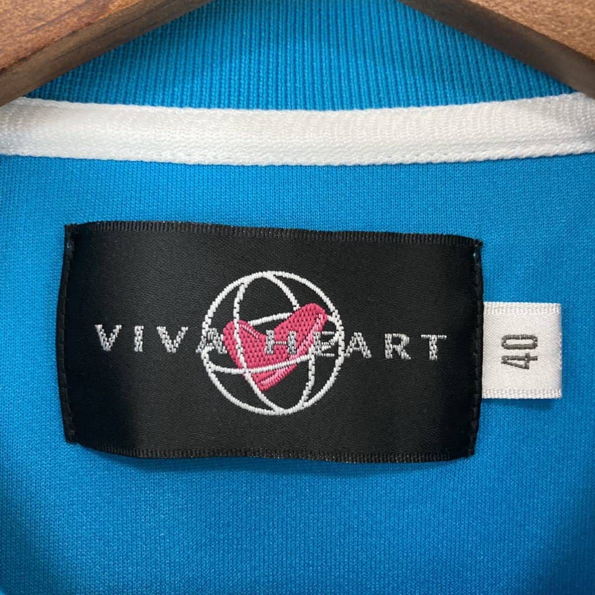 VIVA HEART ビバハート 吸水速乾 レディース 半袖 ポロシャツ トップス 胸元刺繍 無地 ブルー 青色 40 Mサイズ相当 golf ゴルフ スポーツ