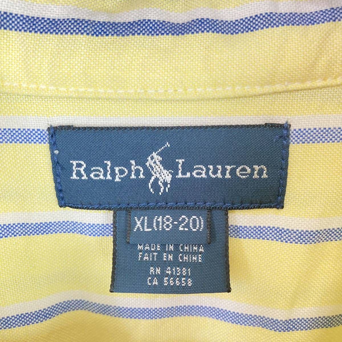 大きいサイズ Ralph Lauren ラルフローレン 長袖 ワイシャツ カッターシャツ トップス ストライプ柄 イエロー ブルー XLサイズ LL 2L_画像8