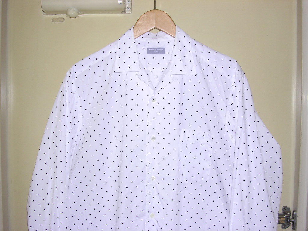 AD1989 コムデギャルソン オム COMME des GARCONS HOMME ポルカドット オープンカラーシャツ 白 vintage old 開襟 80s 90s アーカイブ_画像1