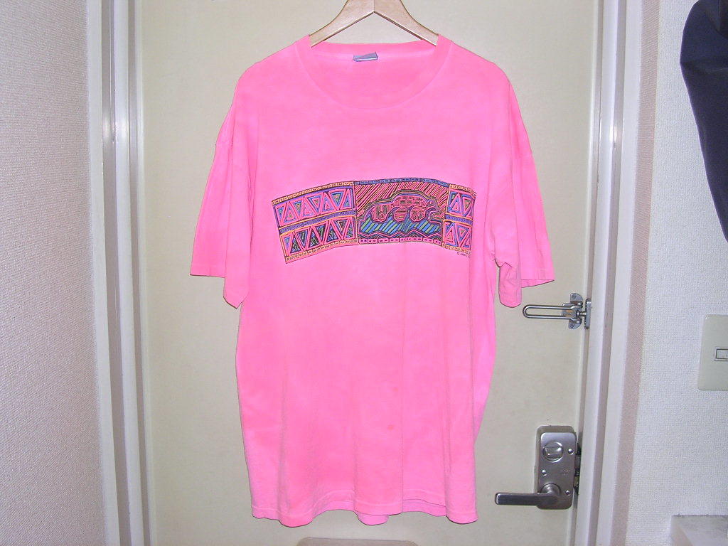 80s 90s USA製 ジミーズ JIMMY'Z 1990 Tシャツ ネオンピンク vintage old surf skate Life's a beach powell SANTA CRUZの画像4