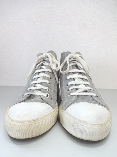 イタリア製■NeIL Barrett：ニールバレット■上質 牛革 パンチング加工 カウレザー ハイカット スニーカー■グレー■size39(24.5～25cm)_画像2