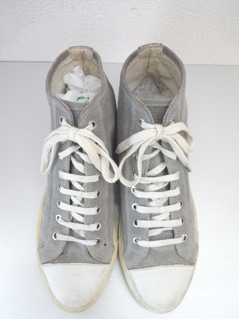 イタリア製■NeIL Barrett：ニールバレット■上質 牛革 パンチング加工 カウレザー ハイカット スニーカー■グレー■size39(24.5～25cm)_画像4