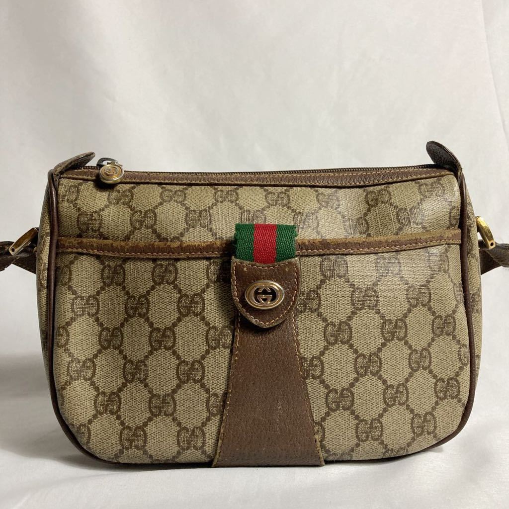 OLD GUCCI オールドグッチ ショルダーバッグ シェリーライン GGスプリーム PVC レザー [B5]_画像3