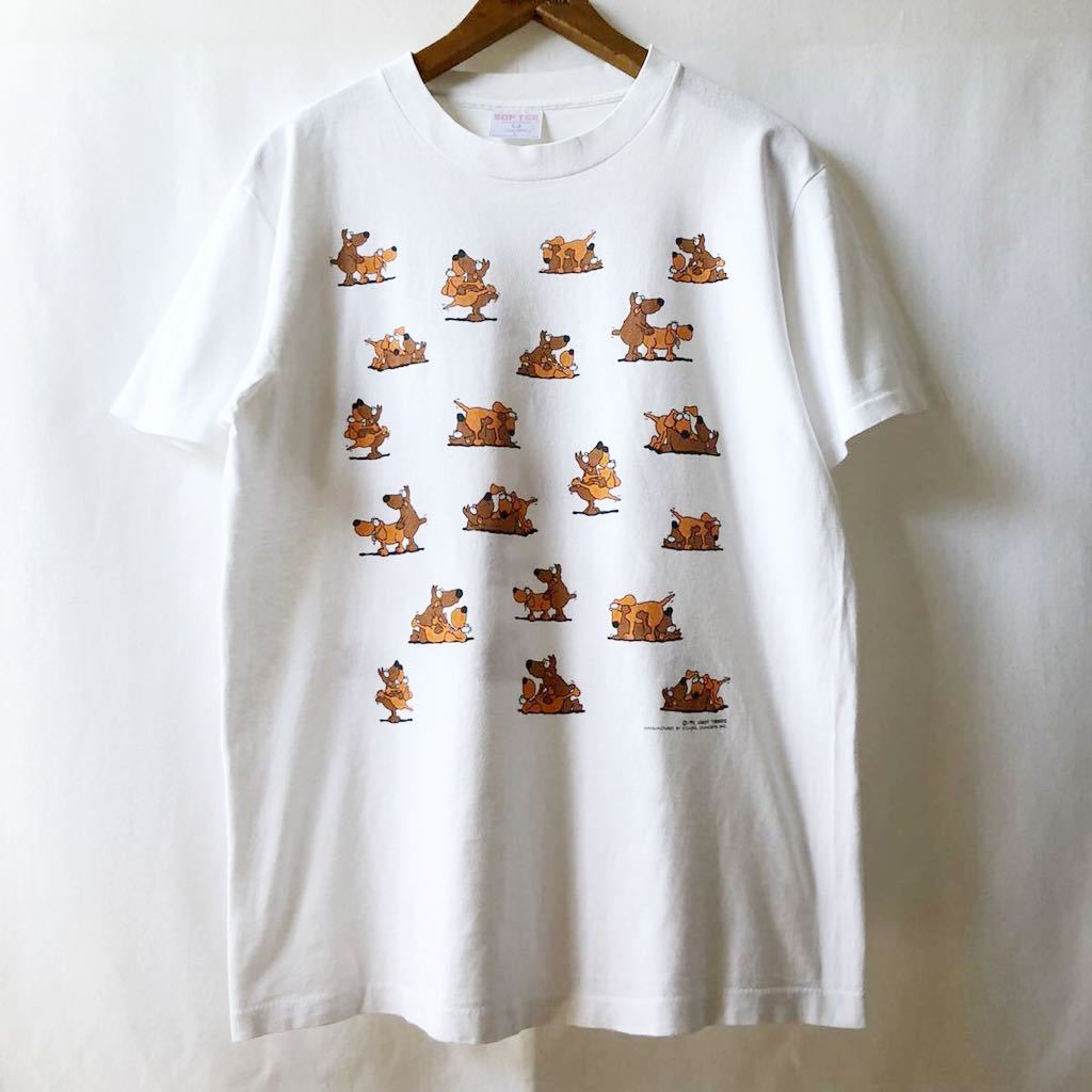 90s dog print アメリカ製 Tシャツ