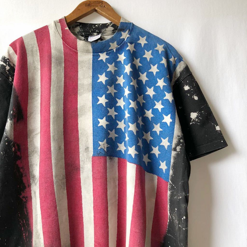 80s 90s MOSQUITOHEAD 星条旗 手刷り Tシャツ XL タイダイ USA製 