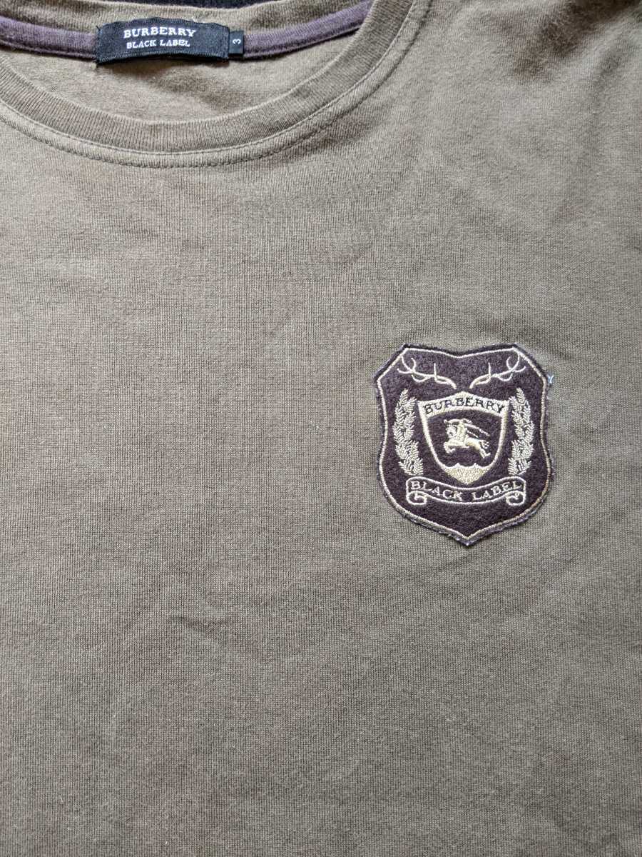 バーバリーブラックレーベル　半袖Tシャツ　カーキ　3 10周年記念　日本製　即決　BURBERRY BLACK LABEL_画像4