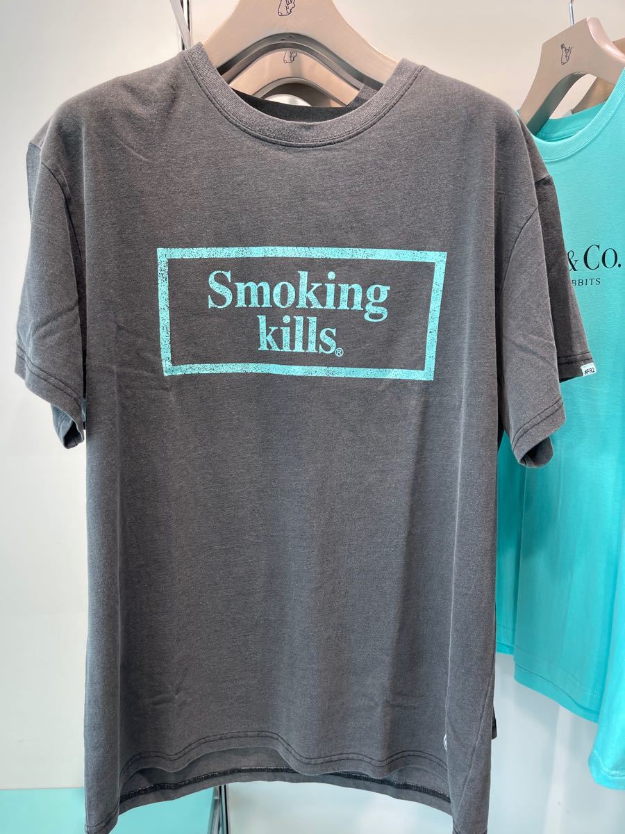 FR2 月桃　沖縄　限定　Smoking Kills ボックスロゴ Tシャツ L レア　スモーキングキルズ　ティファニーブルー