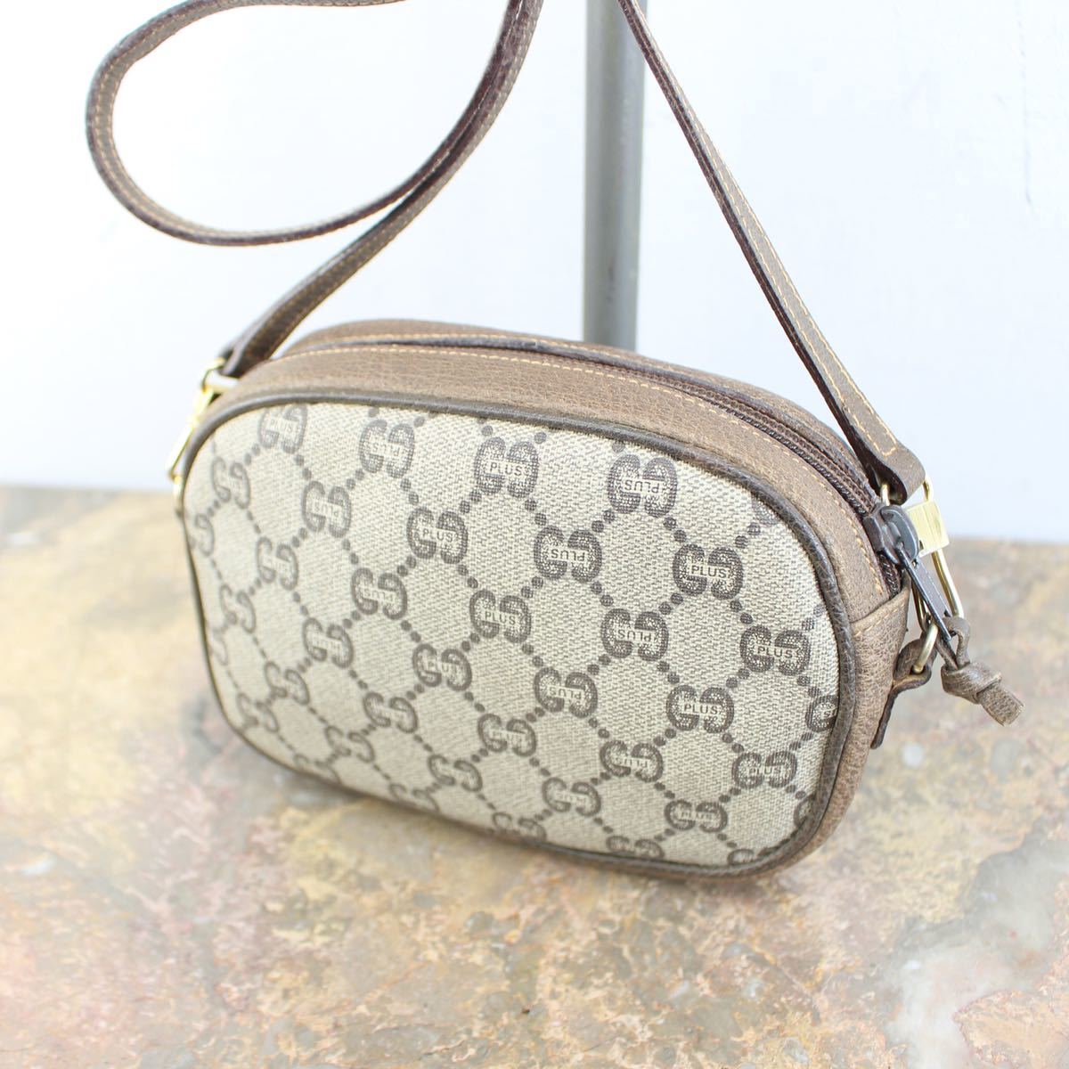 OLD GUCCI PLUS GG PATTERNED MINI SHOULDER BAG MADE IN ITALY/オールドグッチプラスGG柄ミニショルダーバッグ