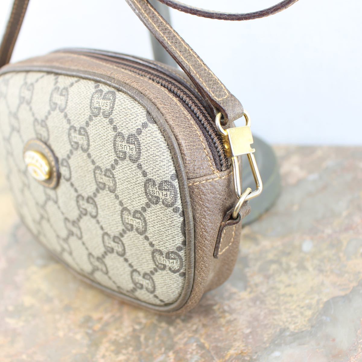 OLD GUCCI PLUS GG PATTERNED MINI SHOULDER BAG MADE IN ITALY/オールドグッチプラスGG柄ミニショルダーバッグ