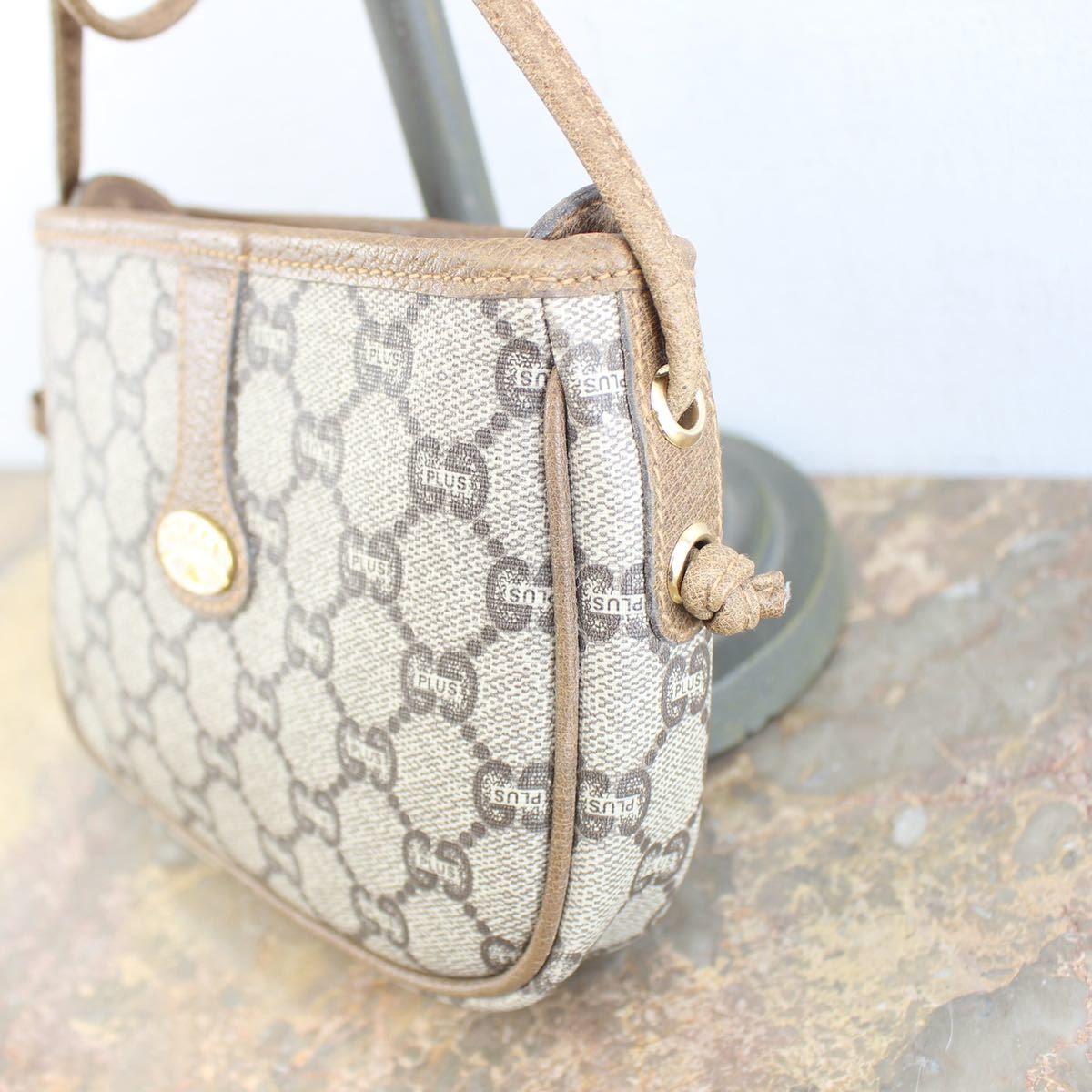 OLD GUCCI PLUS GG PATTERNED MINI SHOULDER BAG MADE IN ITALY/オールドグッチプラスGG柄ミニショルダーバッグ