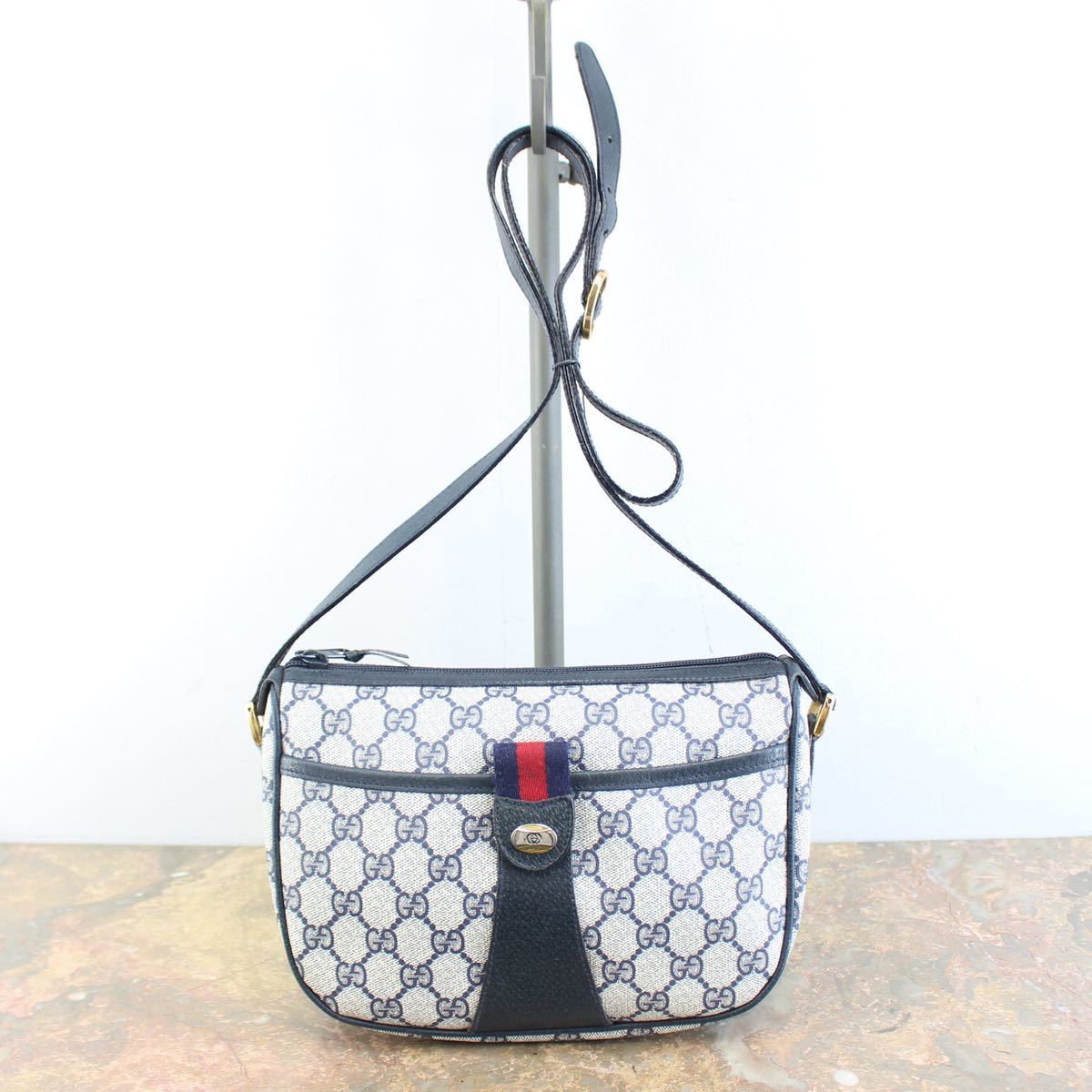 OLD GUCCI GG PATTERNED SHERRY LINE SHOULDER BAG MADE IN ITALY
