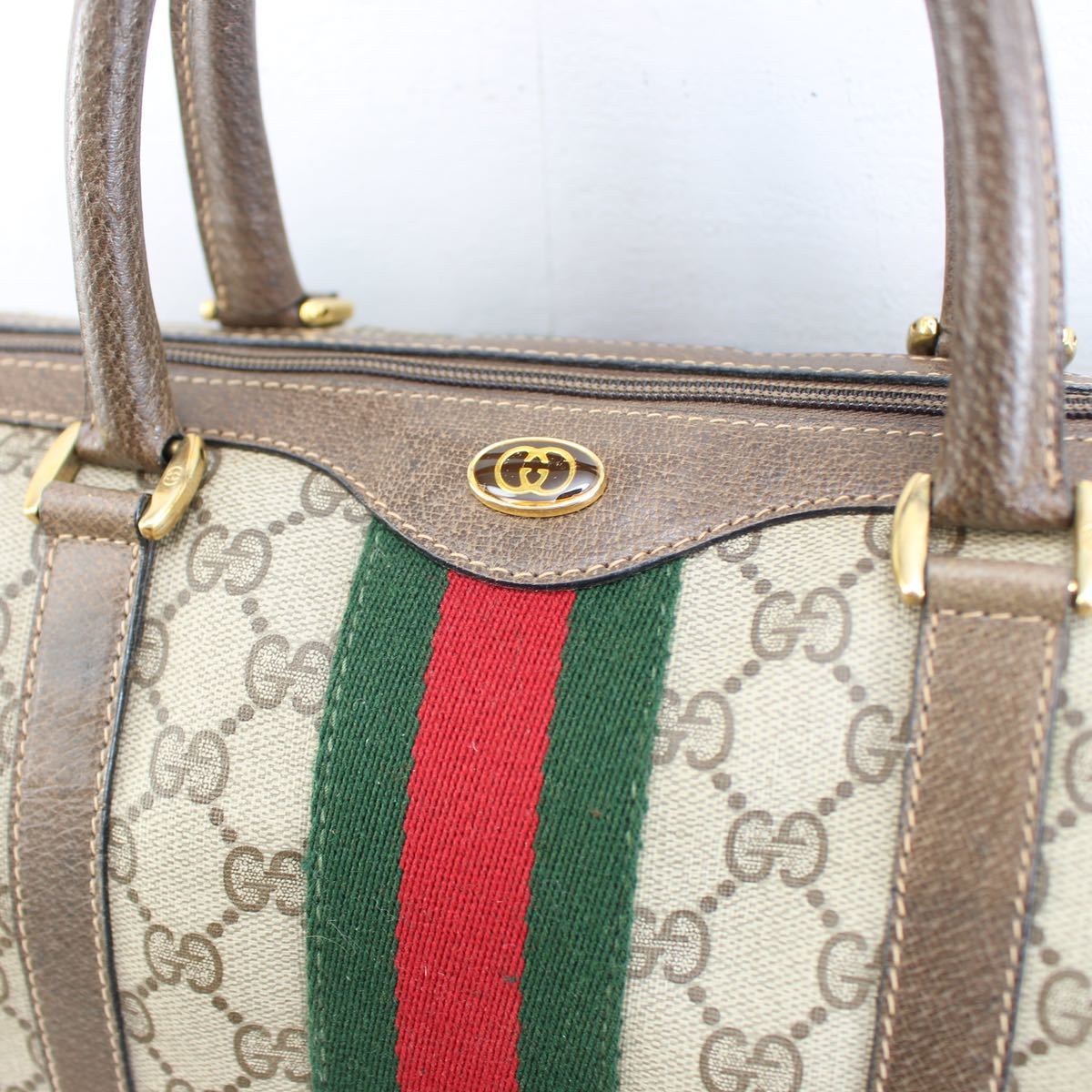 OLD GUCCI SHERRY LINE GG PATTERNED MINI BOSTON SHOULDER BAG MADE IN ITALY/オールドグッチシェリーラインGG柄ミニボストンバッグ