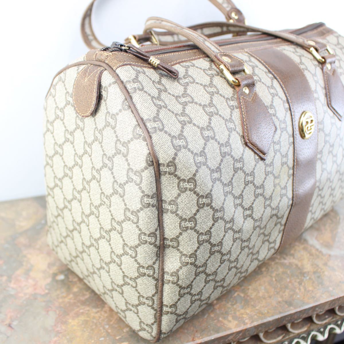 OLD GUCCI PLUS GG PATTERNED LOGO BOSTON BAG MADE IN ITALY/オールドグッチプラスGG柄ロゴボストンバッグ