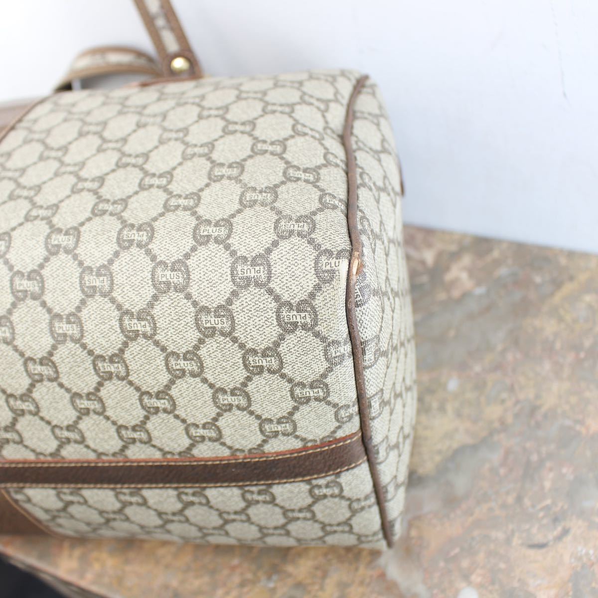 OLD GUCCI PLUS GG PATTERNED LOGO BOSTON BAG MADE IN ITALY/オールドグッチプラスGG柄ロゴボストンバッグ