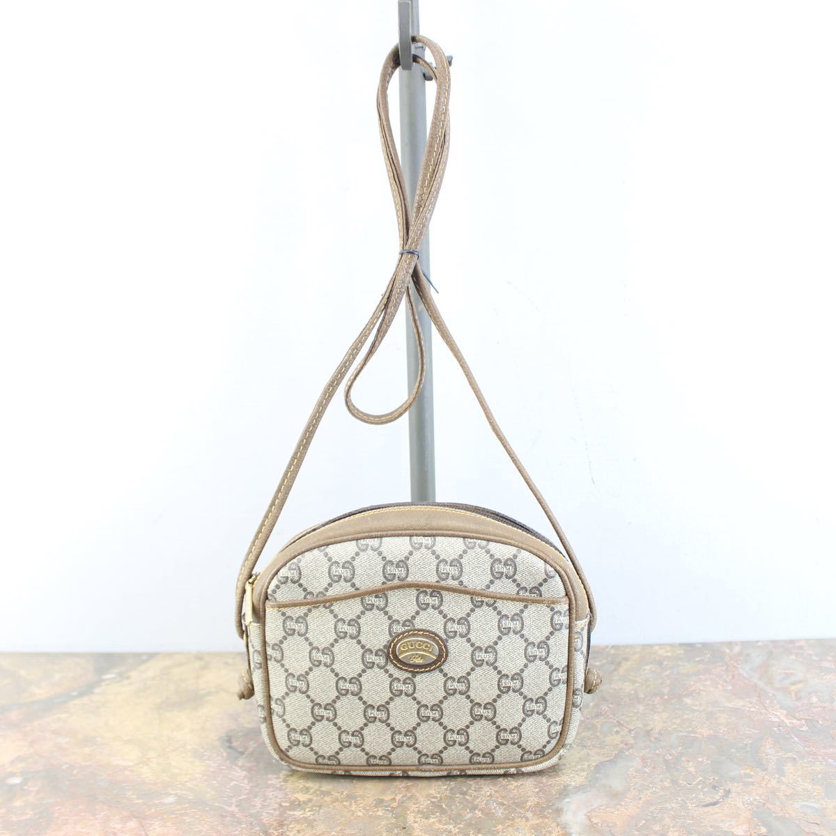 OLD GUCCI PLUS GG PATTERNED MINI SHOULDER BAG MADE IN ITALY/オールドグッチプラスGG柄ミニショルダーバッグ