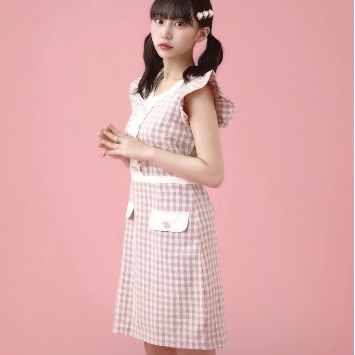 evelyn ビジュー フリル袖 ワンピース チェック柄 ピンク|Yahoo evelyn ビジュー フリル袖 ワンピース チェック柄 ピンク|Yahoo