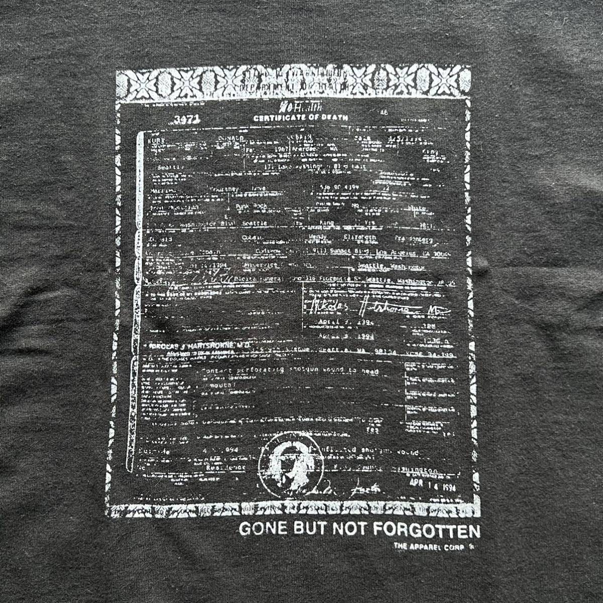 90'S カートコバーン 死亡診断書Tシャツ ニルヴァーナ | kamed.az