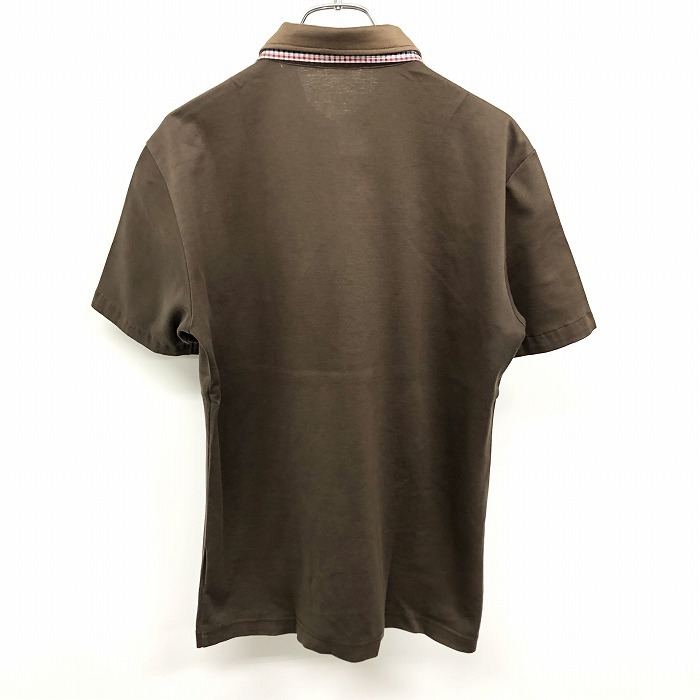 BOYCOTT Boycott 3 men's man polo-shirt Layered color one part check pattern short sleeves made in Japan cotton 100% cotton dark brown scorching tea color 