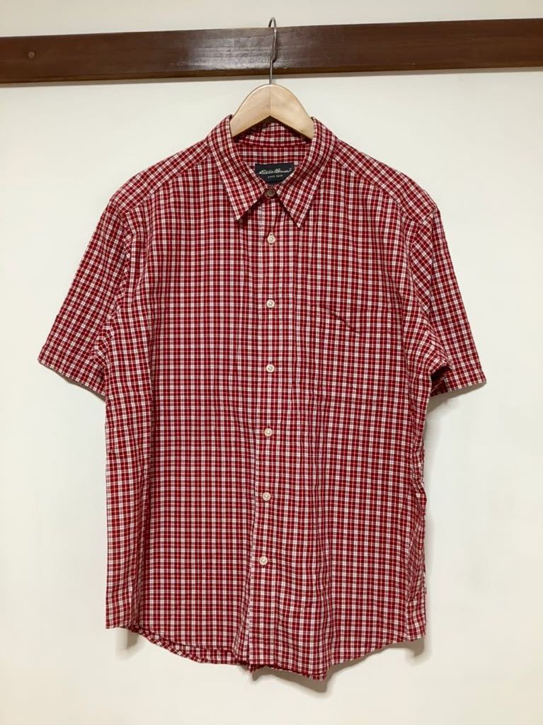 も991 エディーバウアー Eddie Bauer チェック 半袖シャツ L レッド - JChere雅虎拍卖代购