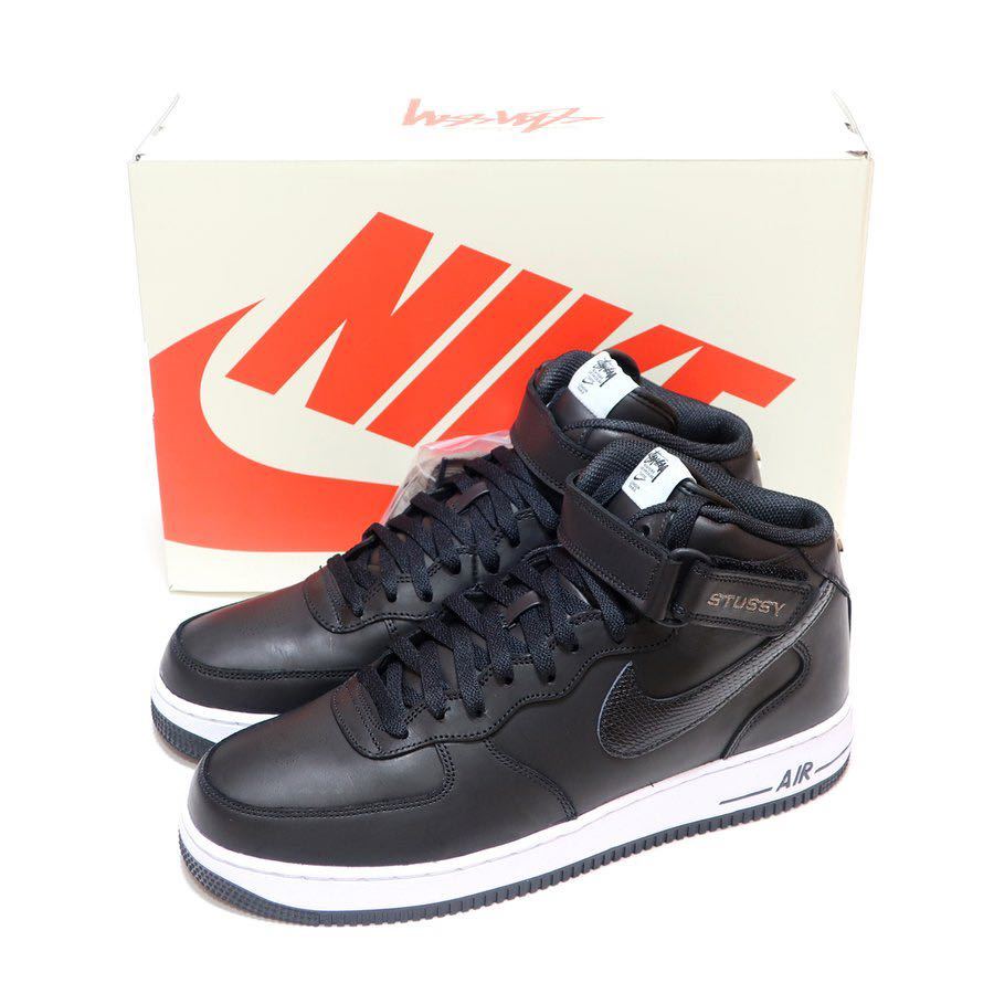 Stussy × Nike Air Force 1 Mid Black ステューシー × ナイキ エアフォース1 ミッド ブラック　２７CM_画像1