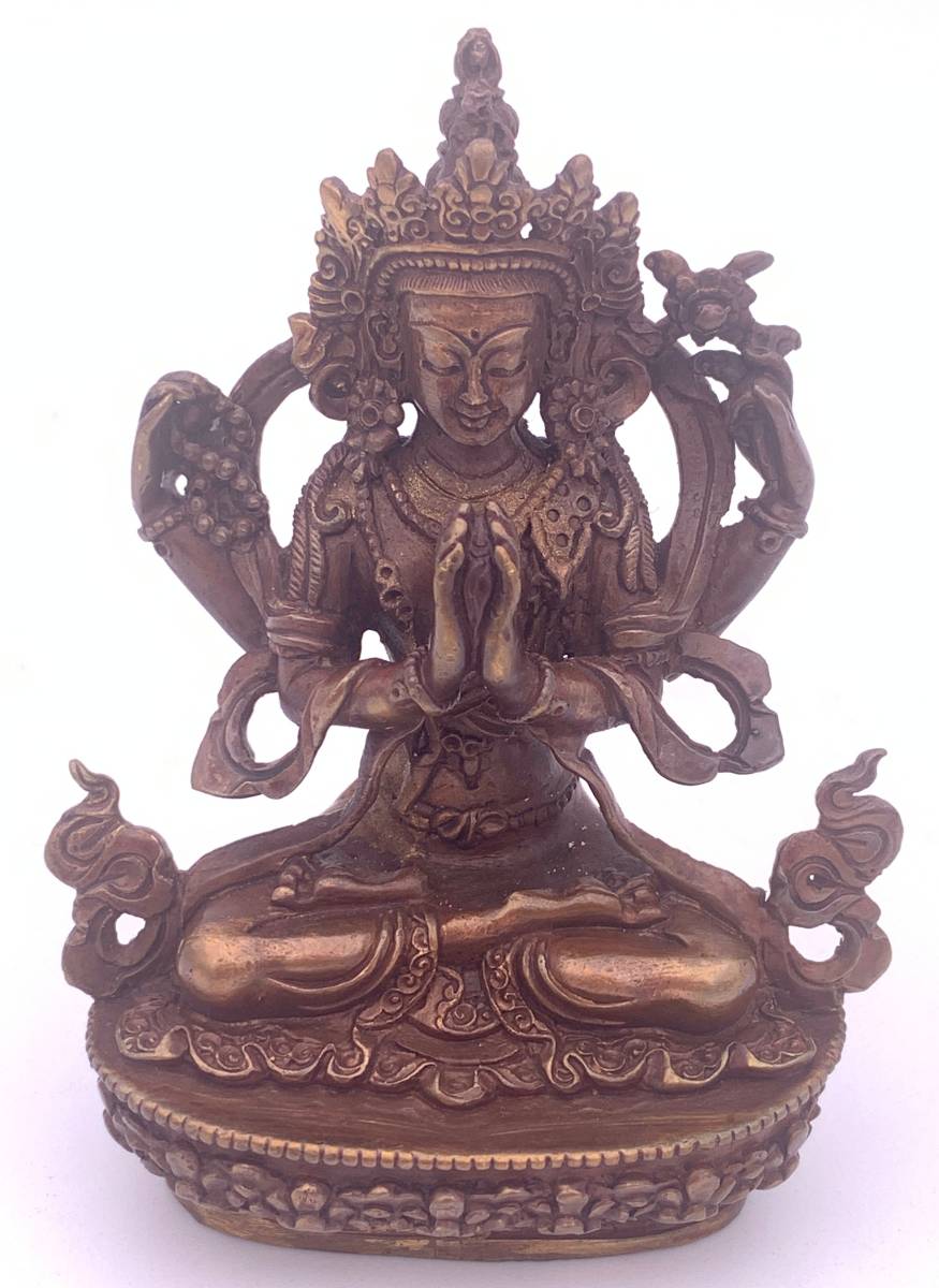 ◆六字咒観音菩薩像◆仏教　チベット◆アンティーク風-2