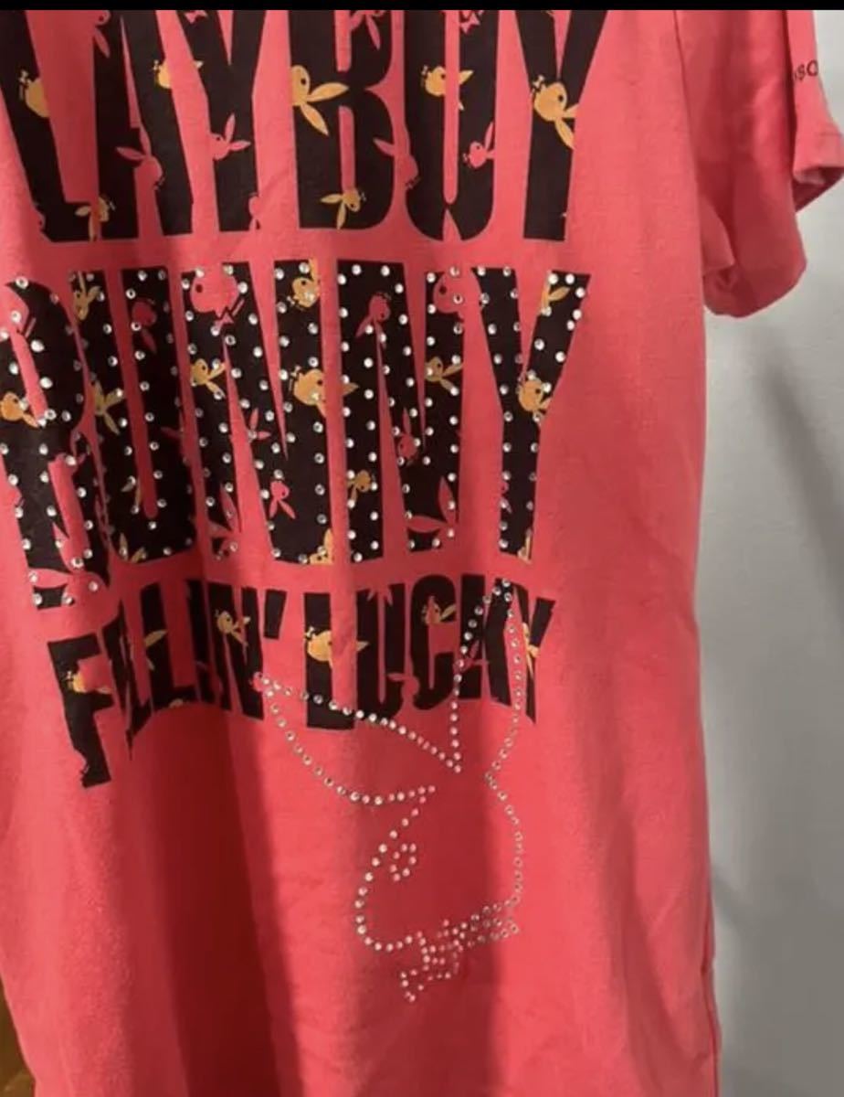  Play Boy PLAY BOY Logo short sleeves tops T-shirt cut and sewn L red lady's 