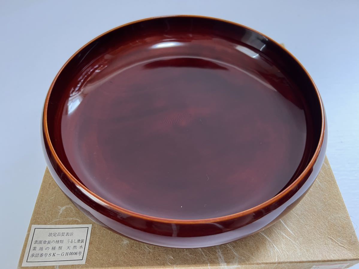 未使用☆飛騨春慶塗 鉄鉢菓子器 菓子鉢 紙箱付☆茶懐石 茶道具 華道具