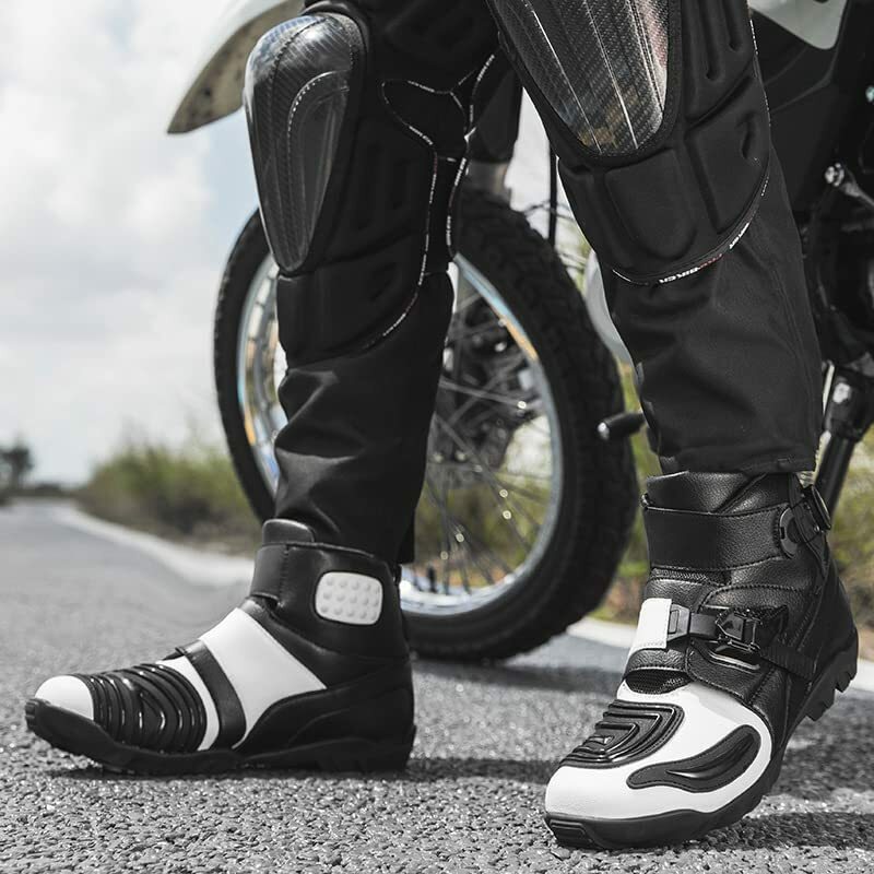 バイクブーツ バイク用靴 レーシング オートバイシューズ メンズ ツーリング 耐磨 防水 滑り止め 多サイズ ショート 大人用 3色 24.5CM_画像2
