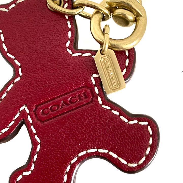 COACH Coach bear Bear signature leather Brown red 