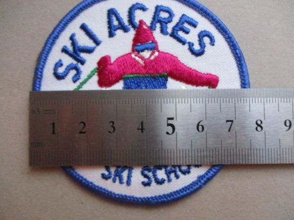 80s スキー エーカーSKI ACRES SKI SCHOOLワッペン/シュプール昭和レトロ刺繍USAパッチ旅行アップリケpatches雪ビンテージ土産 V178_画像9