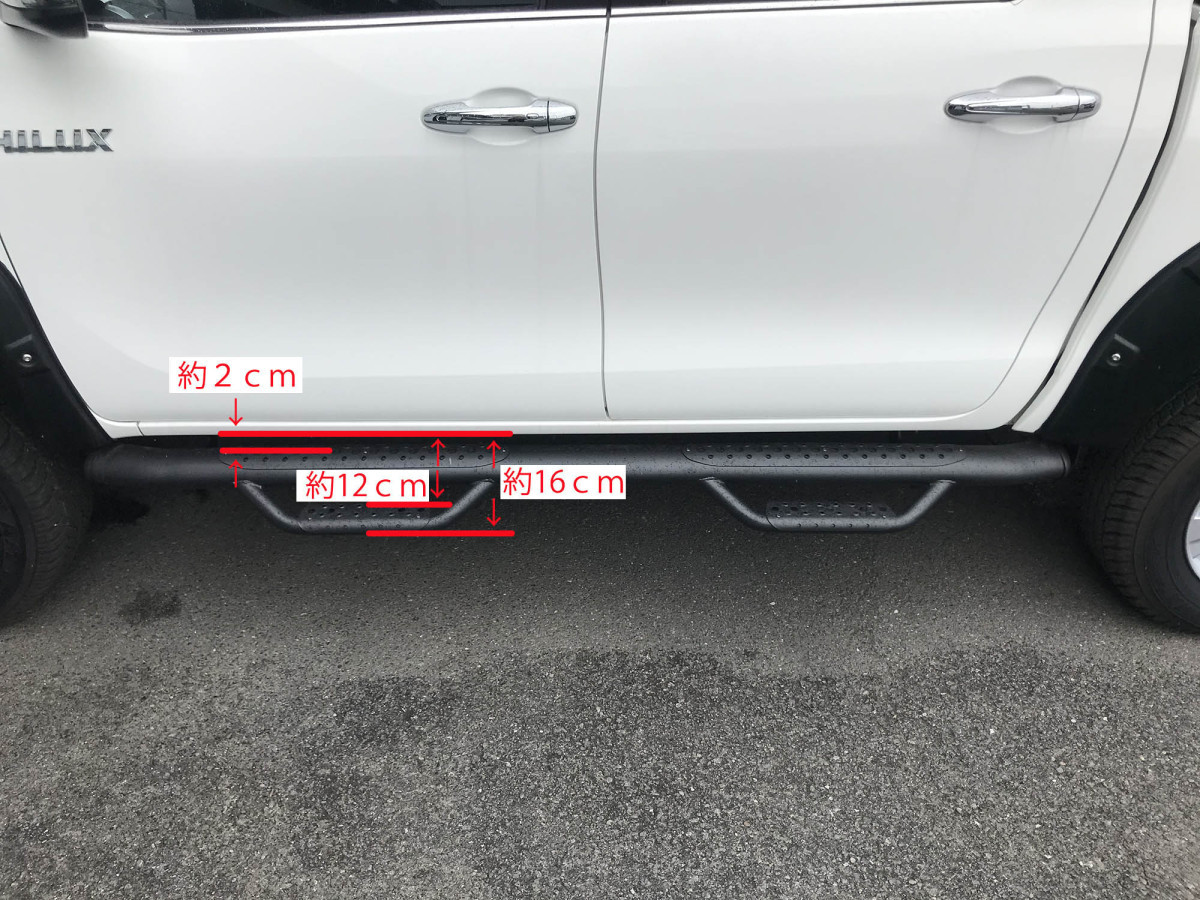 WIN99 ハイラックス GUN125 サイドステップ トレイルバー HILUX 分割式 ブラック サイドバー 前期/後期 黒 スチール製 8