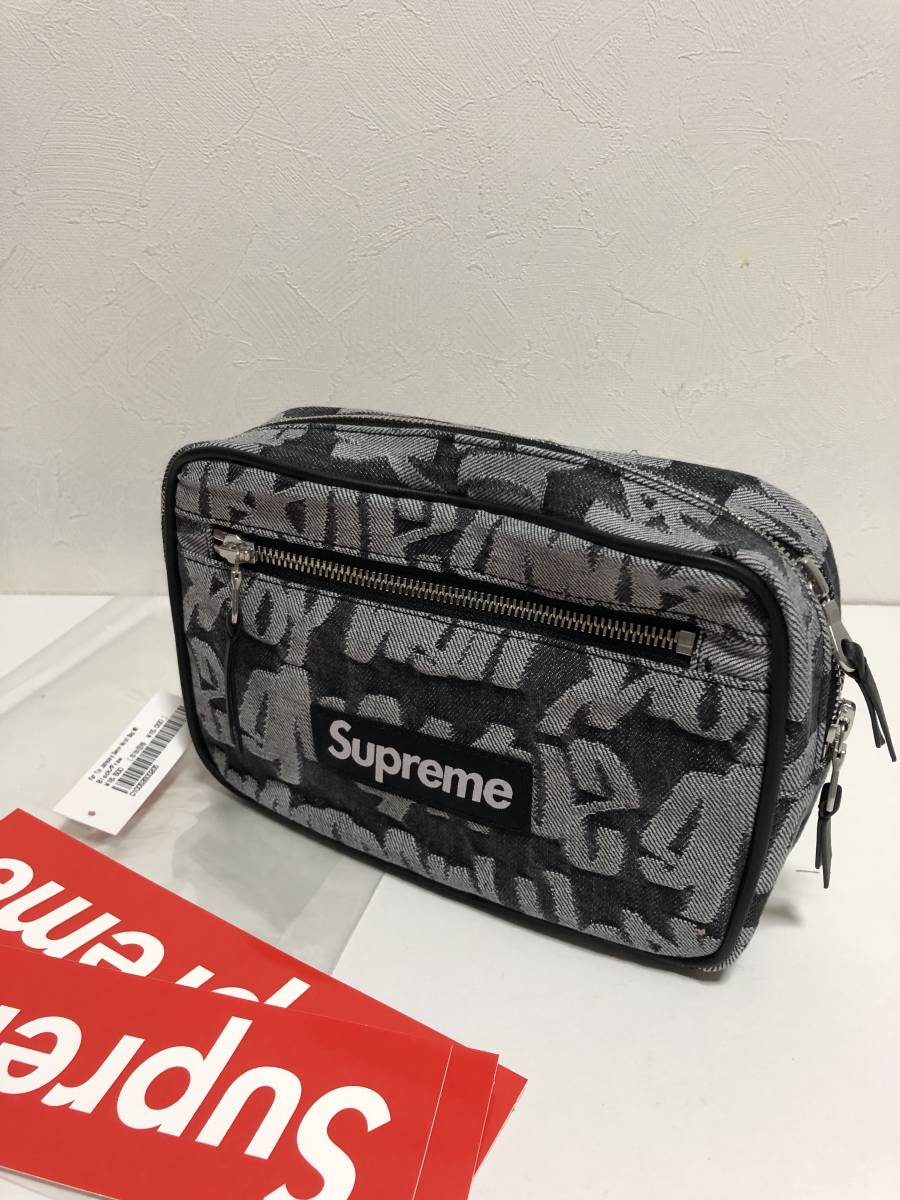 Supreme Fat Tip Jacquard Denim Waist Bag Black