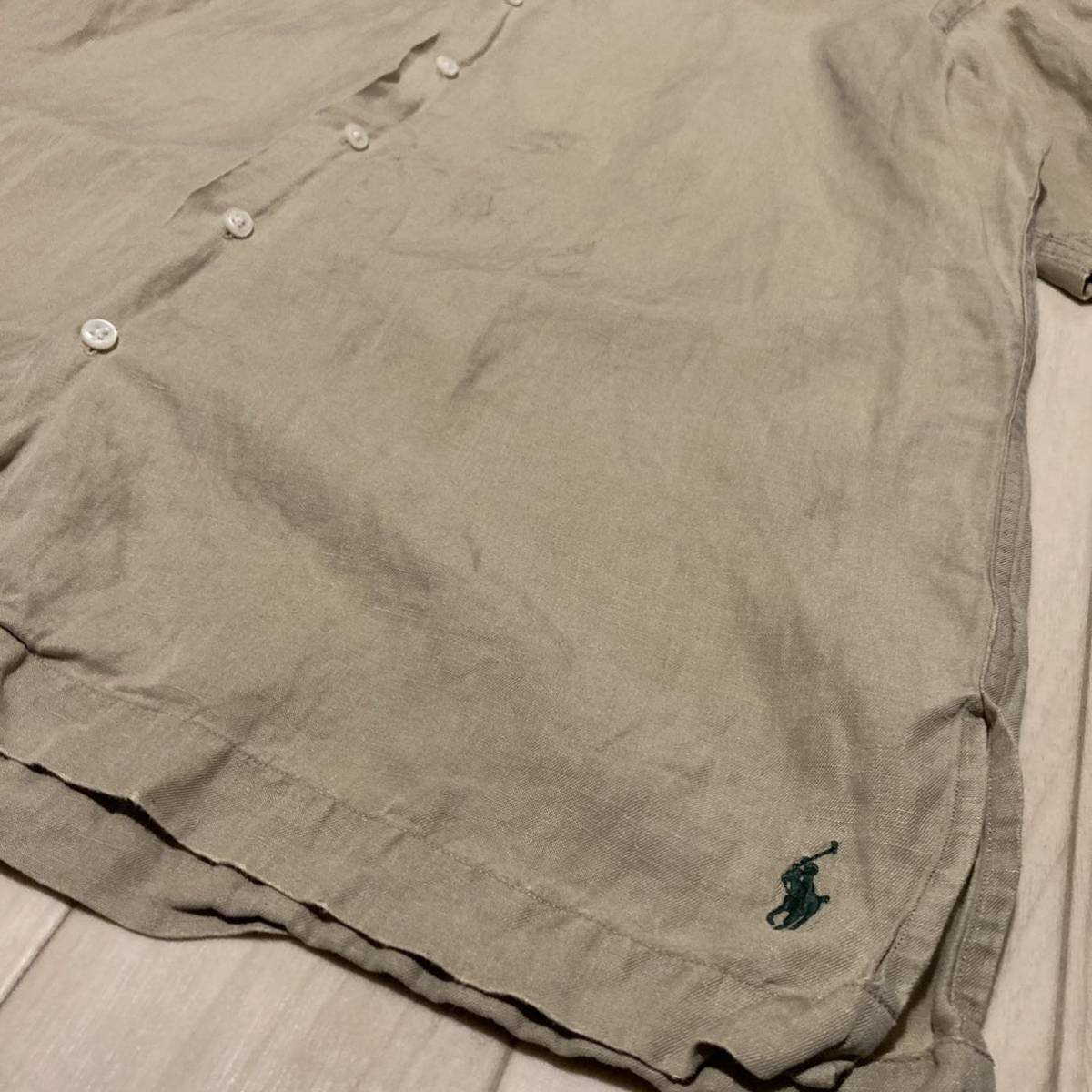 90's Ralph Lauren vintage 開襟 オープンカラー リネン シルク