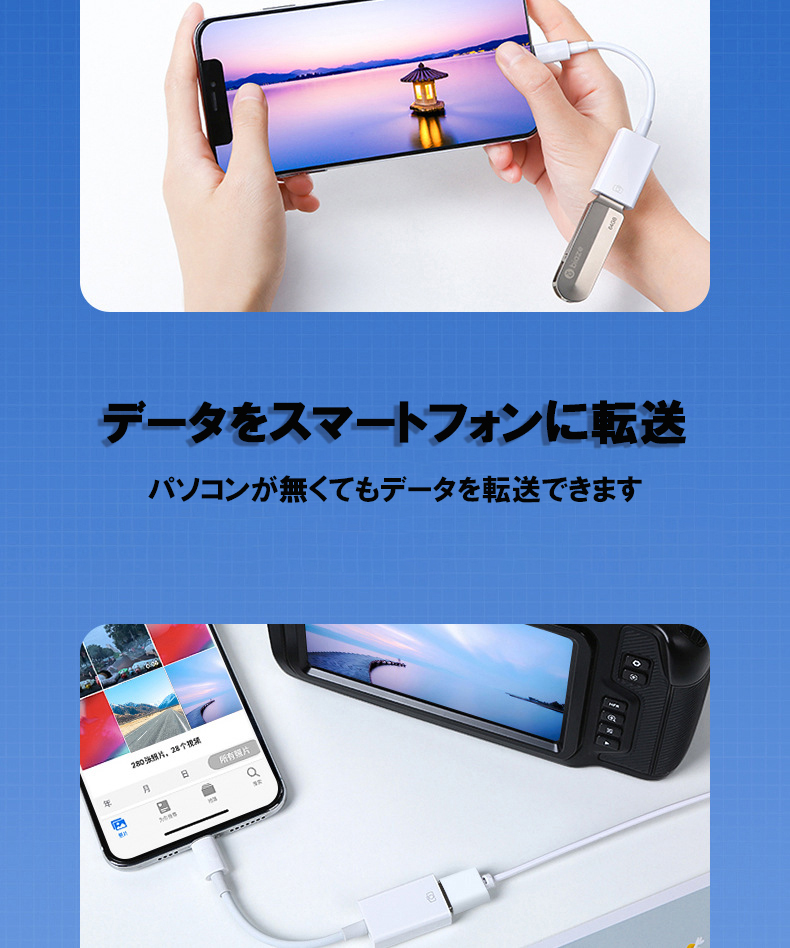Lightning USB 変換アダプタ ライトニングケーブル iPhone OTG ケーブル 新品_画像4