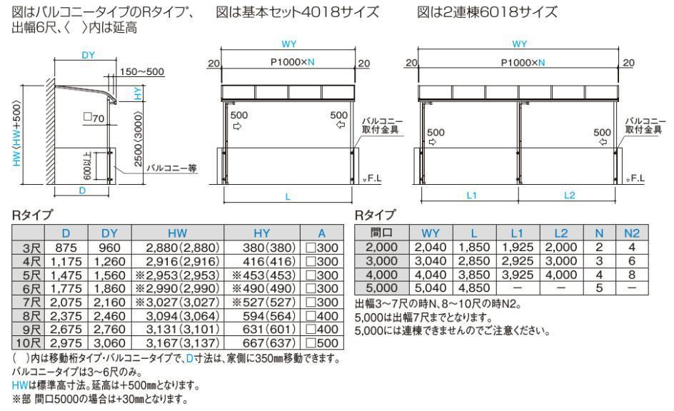 バルコニーテラスR屋根タイプ 間口5040ｍｍ×出幅5尺1475ｍｍ×高さ2500ｍｍポリカ 2階用 柱前後左右移動OK 国内メーカー 格安 送料無料