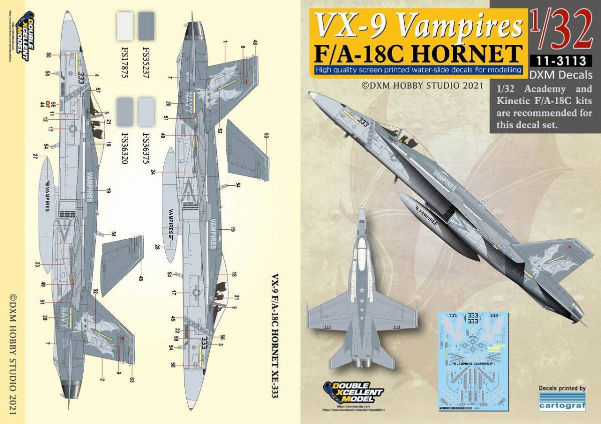 DXMデカール 11-3113 1/32 アメリカ海軍F/A-18C ホーネット VX-9 ヴァンパイアーズ_画像1