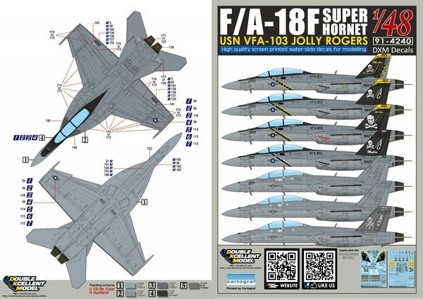 DXMデカール 91-4240 1/48 USN F/A-18F スーパー ホーネット VFA-103 ジョリー ロジャース_画像4