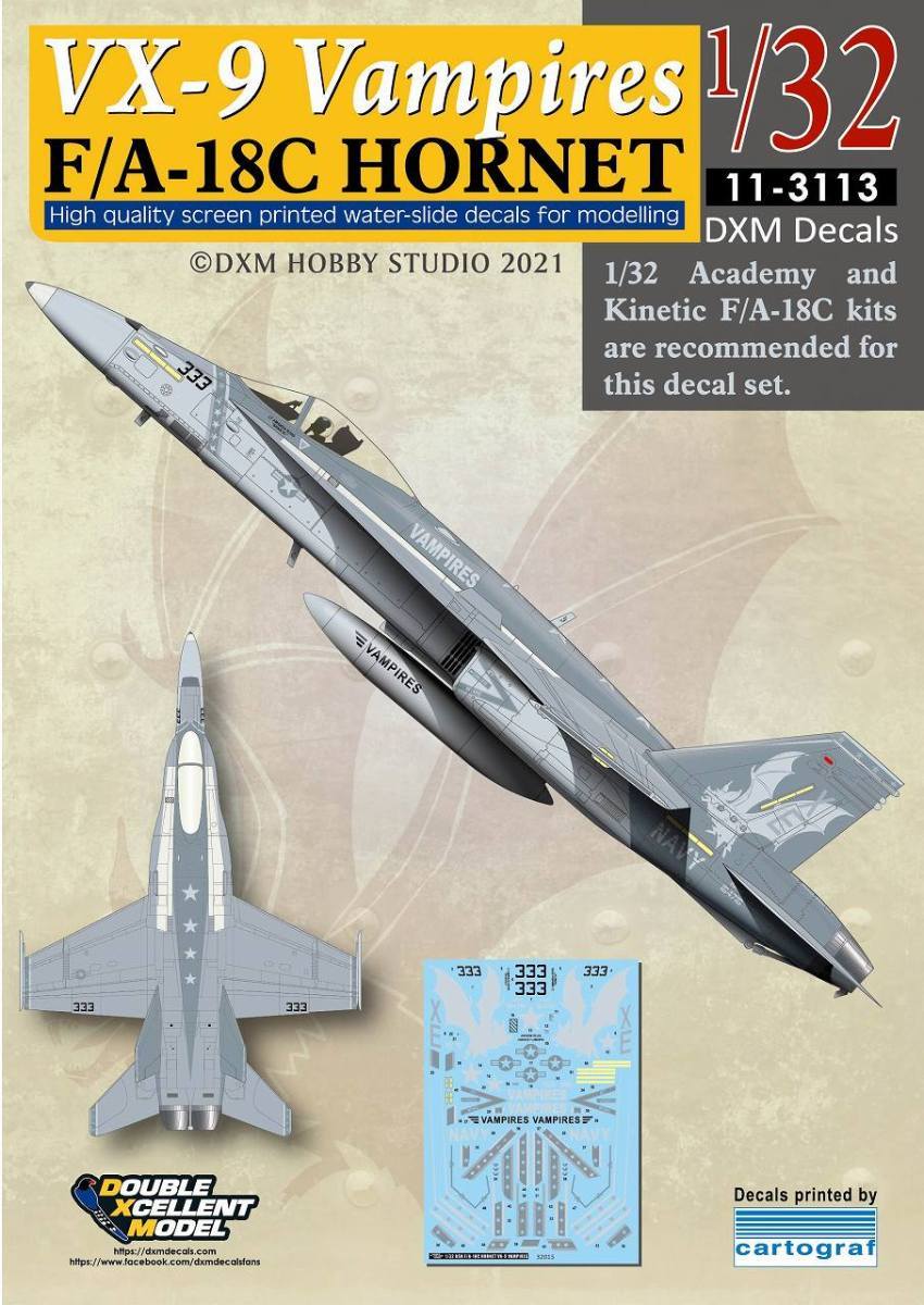 DXMデカール 11-3113 1/32 アメリカ海軍F/A-18C ホーネット VX-9 ヴァンパイアーズ_画像2