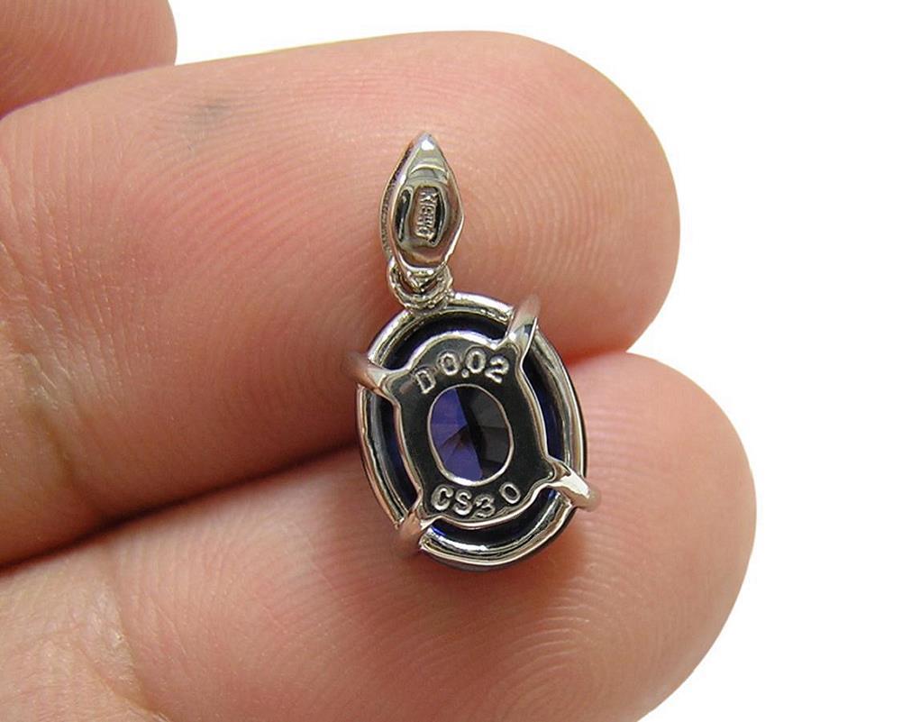 K18WG [ compound blue sapphire ] 3ct natural diamond pendant top 18 gold white gold 