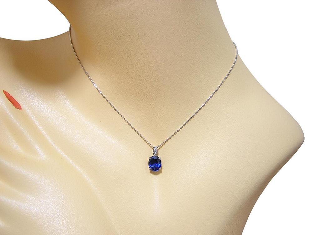 K18WG [ compound blue sapphire ] 3ct natural diamond pendant top 18 gold white gold 