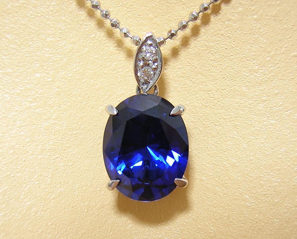 K18WG [ compound blue sapphire ] 3ct natural diamond pendant top 18 gold white gold 