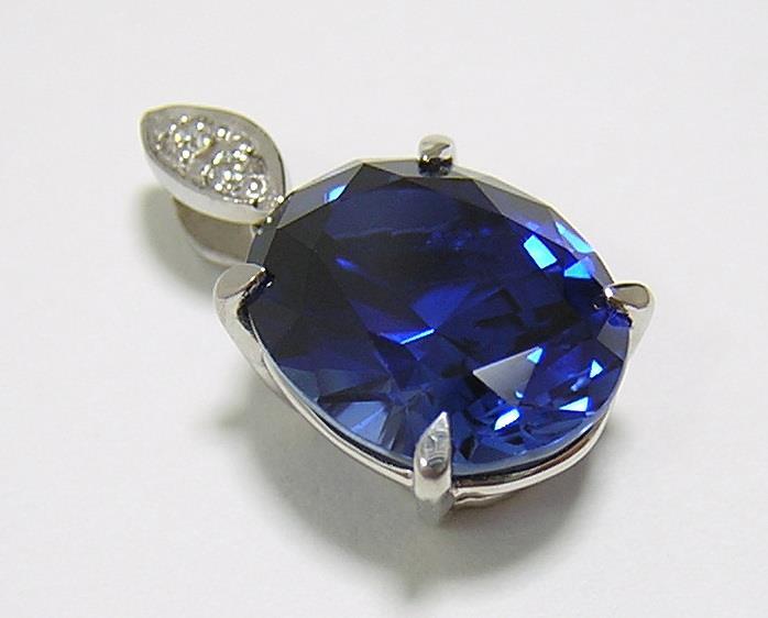 K18WG [ compound blue sapphire ] 3ct natural diamond pendant top 18 gold white gold 