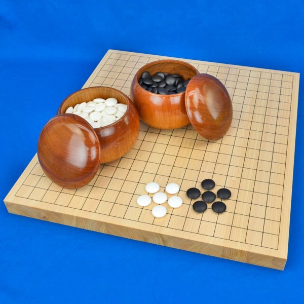 囲碁セット　桧1寸卓上碁盤セット(蛤碁石28号・桜碁笥大)【囲碁将棋専門店の将碁屋】