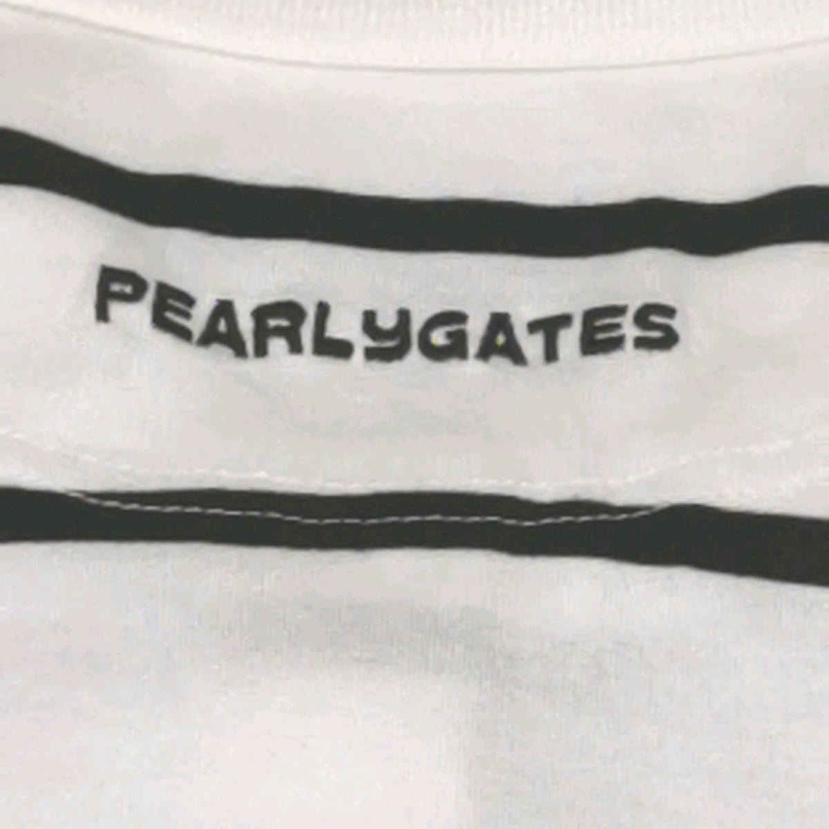 パーリーゲイツ　ゴルフウェア　半袖　ポロシャツ　白　ボーダー　ワンポイント刺繍　日本製　サイズ1