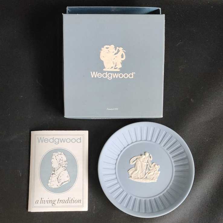 【箱付き】WEDGWOOD ウェッジウッド ジャスパー 12cm ミニプレート ブルー系 【管B572-2208】の画像1