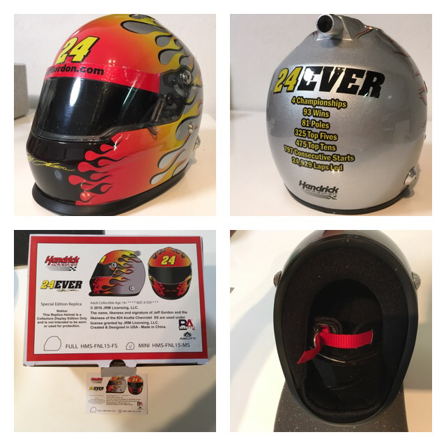 激レアモデル1／516 1／24 NASCAR Jeff Gordon Homestead Race Version 2015SS ARC Color Chrome ヘルメットミニチュア付きジェフゴードン_ヘルメットに戦績が書かれています。