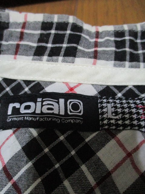 ROIAL　チェックシャツ　チェーンステッチ　刺繍　surf　ブランド　ロゴ　Lサイズ　ロイアル_画像3